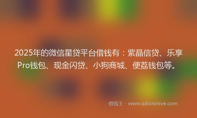 2025年的微信星贷平台借钱有：紫晶信贷、乐享Pro钱包、现金闪贷、小狗商城、便荔钱包等。