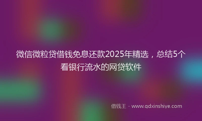 微信微粒贷借钱免息还款2025年精选，总结5个看银行流水的网贷软件