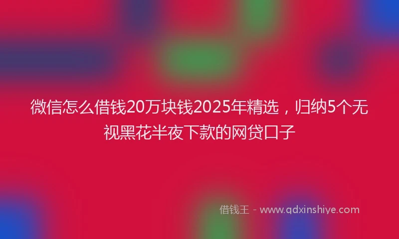 微信怎么借钱20万块钱2025年精选，归纳5个无视黑花半夜下款的网贷口子