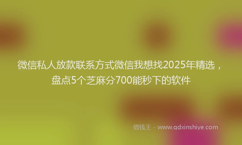 微信私人放款联系方式微信我想找2025年精选，盘点5个芝麻分700能秒下的软件