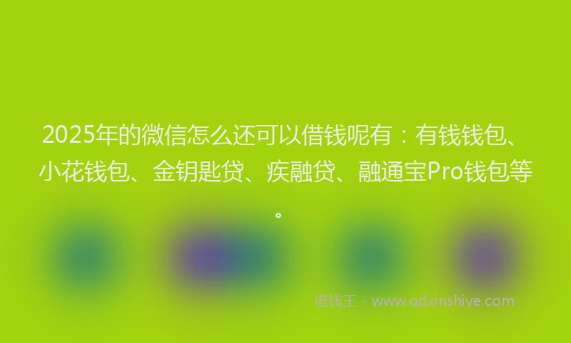 2025年的微信怎么还可以借钱呢有：有钱钱包、小花钱包、金钥匙贷、疾融贷、融通宝Pro钱包等。