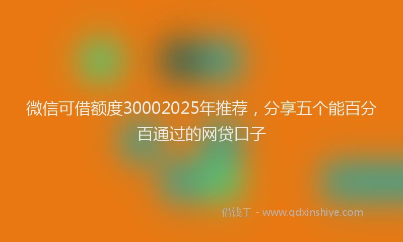 微信可借额度30002025年推荐，分享五个能百分百通过的网贷口子