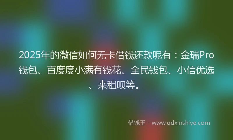 2025年的微信如何无卡借钱还款呢有：金瑞Pro钱包、百度度小满有钱花、全民钱包、小信优选、来租呗等。