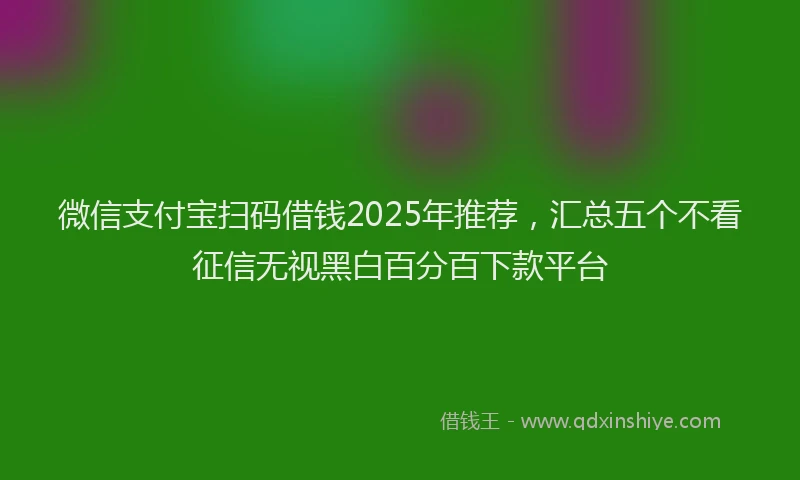 微信支付宝扫码借钱2025年推荐，汇总五个不看征信无视黑白百分百下款平台