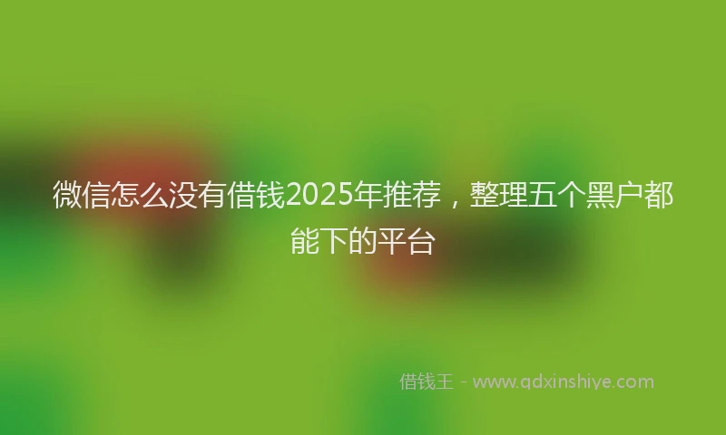 微信怎么没有借钱2025年推荐，整理五个黑户都能下的平台