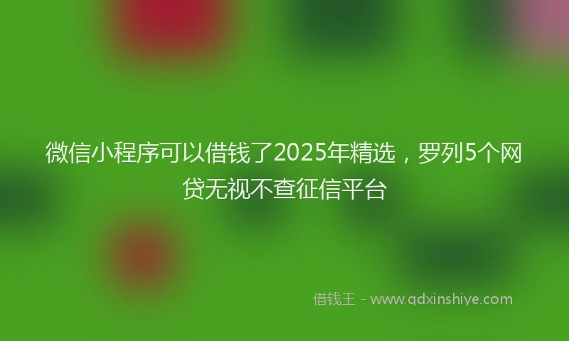微信小程序可以借钱了2025年精选，罗列5个网贷无视不查征信平台