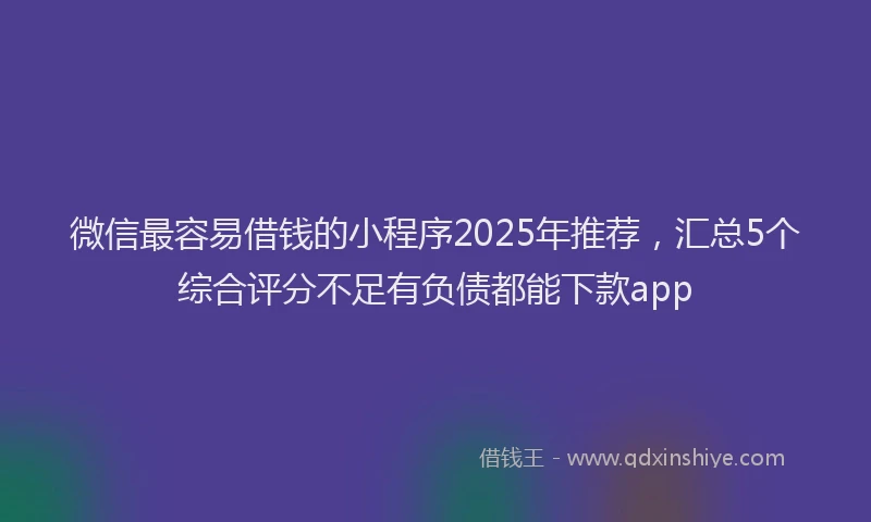 微信最容易借钱的小程序2025年推荐，汇总5个综合评分不足有负债都能下款app