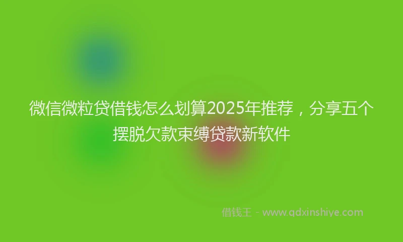 微信微粒贷借钱怎么划算2025年推荐，分享五个摆脱欠款束缚贷款新软件