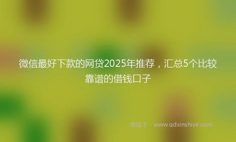 微信最好下款的网贷2025年推荐，汇总5个比较靠谱的借钱口子