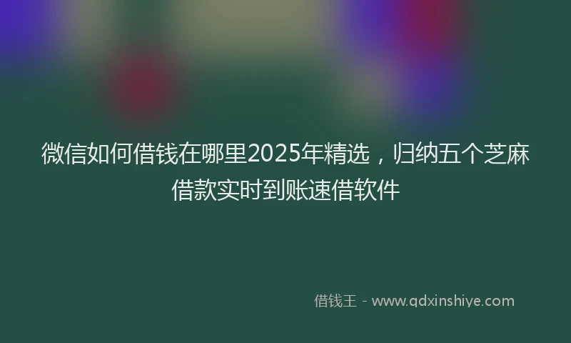 微信如何借钱在哪里2025年精选，归纳五个芝麻借款实时到账速借软件