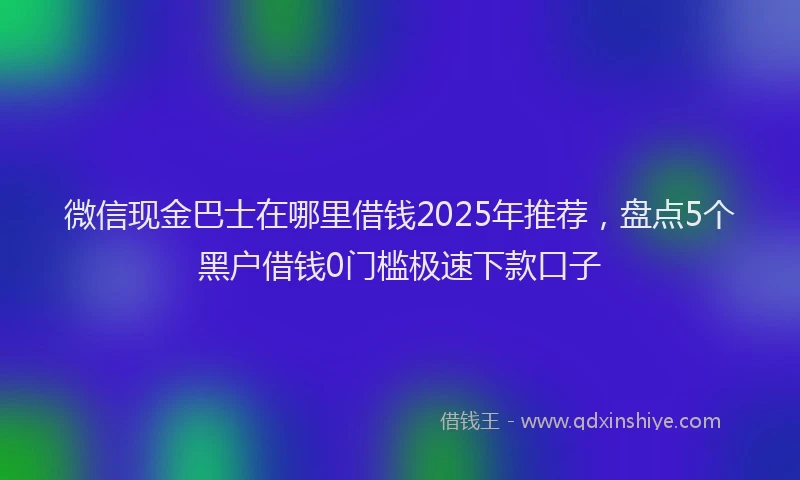 微信现金巴士在哪里借钱2025年推荐，盘点5个黑户借钱0门槛极速下款口子