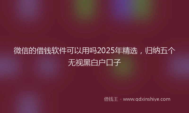 微信的借钱软件可以用吗2025年精选，归纳五个无视黑白户口子