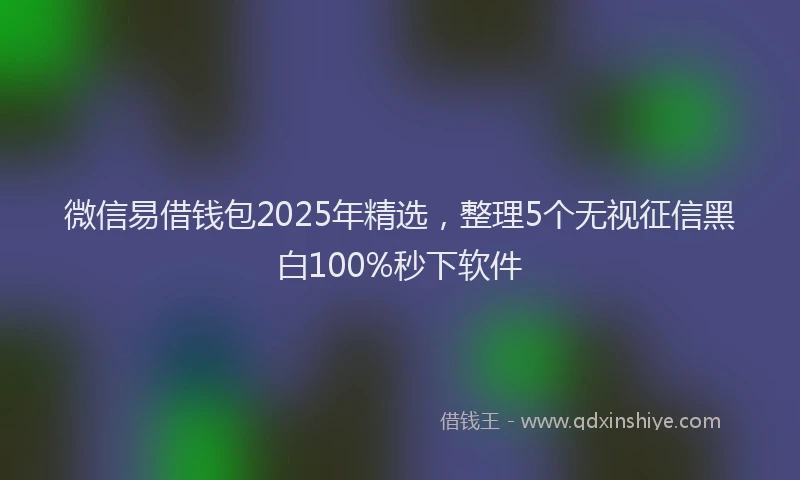 微信易借钱包2025年精选，整理5个无视征信黑白100%秒下软件