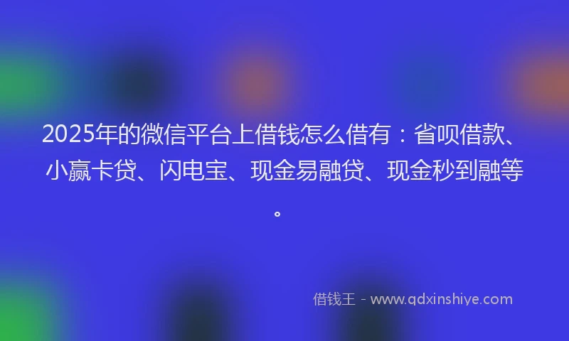2025年的微信平台上借钱怎么借有：省呗借款、小赢卡贷、闪电宝、现金易融贷、现金秒到融等。