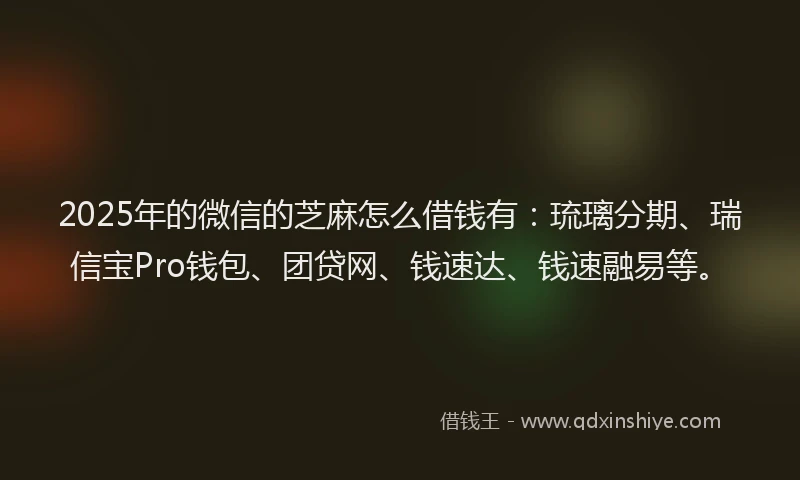 2025年的微信的芝麻怎么借钱有：琉璃分期、瑞信宝Pro钱包、团贷网、钱速达、钱速融易等。