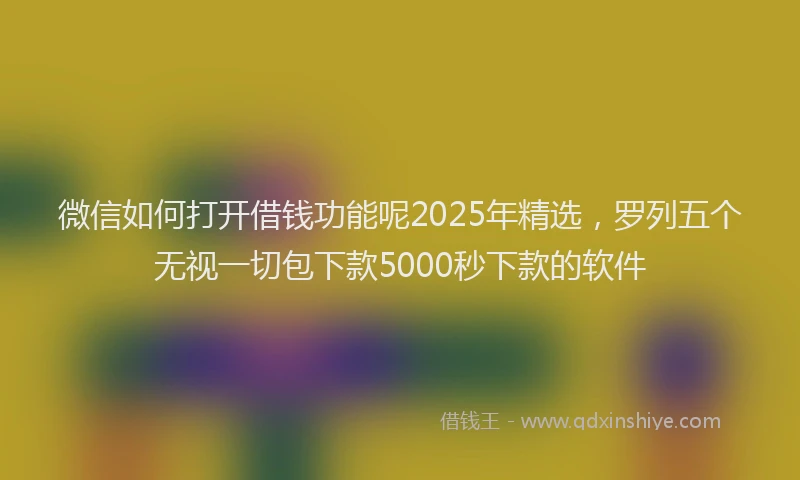 微信如何打开借钱功能呢2025年精选，罗列五个无视一切包下款5000秒下款的软件
