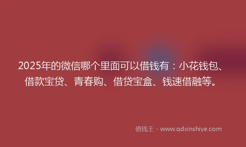 2025年的微信哪个里面可以借钱有：小花钱包、借款宝贷、青春购、借贷宝盒、钱速借融等。