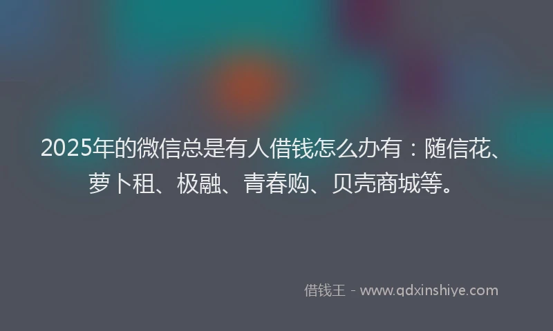 2025年的微信总是有人借钱怎么办有：随信花、萝卜租、极融、青春购、贝壳商城等。