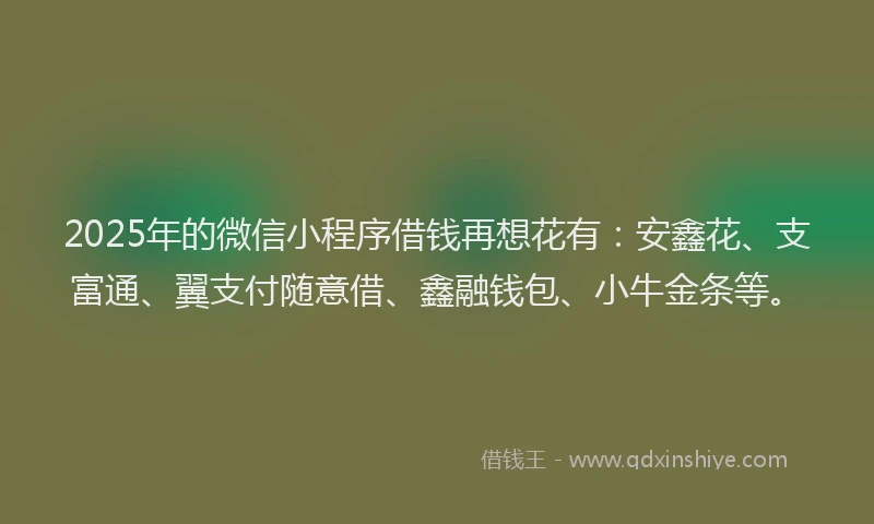 2025年的微信小程序借钱再想花有：安鑫花、支富通、翼支付随意借、鑫融钱包、小牛金条等。