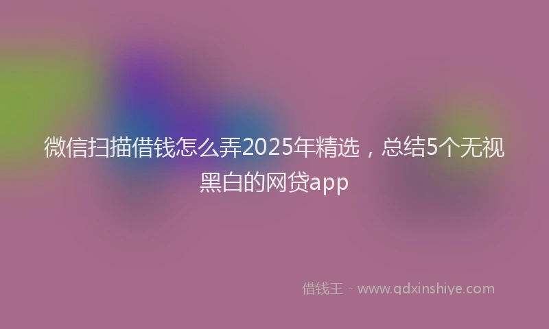 微信扫描借钱怎么弄2025年精选，总结5个无视黑白的网贷app