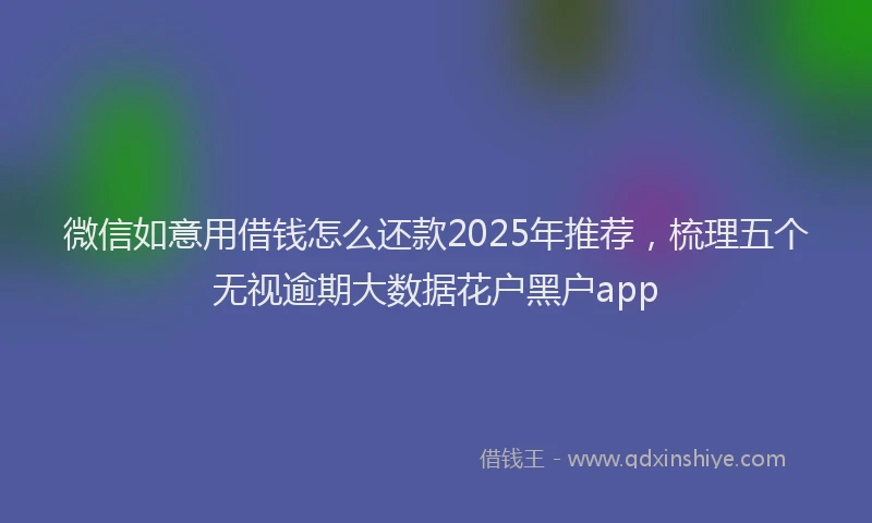 微信如意用借钱怎么还款2025年推荐，梳理五个无视逾期大数据花户黑户app