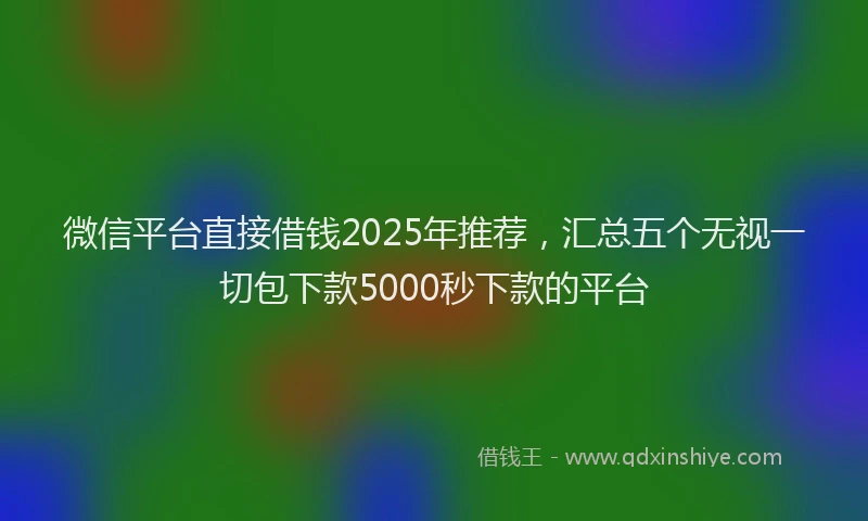 微信平台直接借钱2025年推荐，汇总五个无视一切包下款5000秒下款的平台