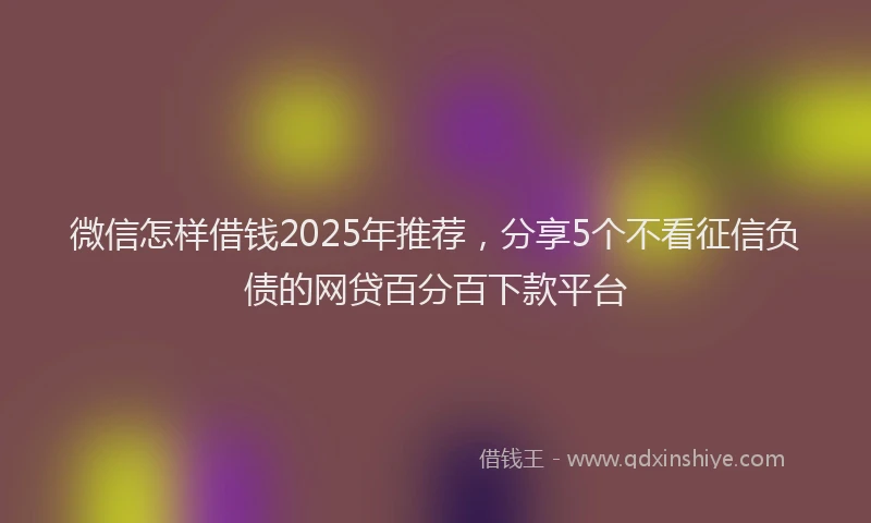 微信怎样借钱2025年推荐，分享5个不看征信负债的网贷百分百下款平台