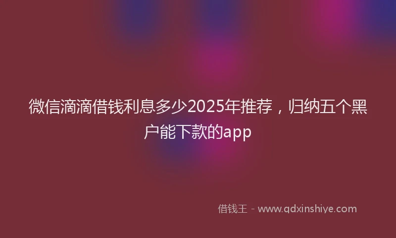 微信滴滴借钱利息多少2025年推荐，归纳五个黑户能下款的app