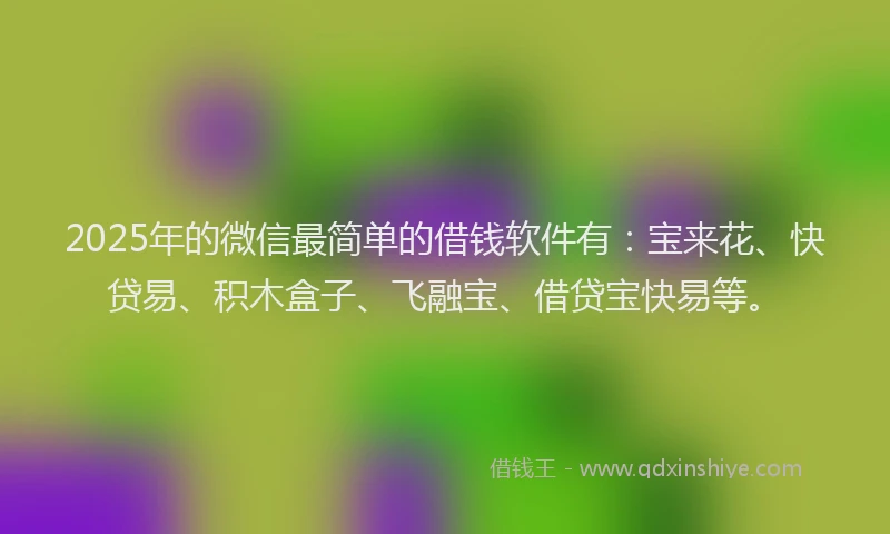 2025年的微信最简单的借钱软件有：宝来花、快贷易、积木盒子、飞融宝、借贷宝快易等。