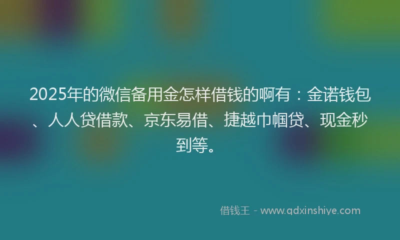 2025年的微信备用金怎样借钱的啊有：金诺钱包、人人贷借款、京东易借、捷越巾帼贷、现金秒到等。