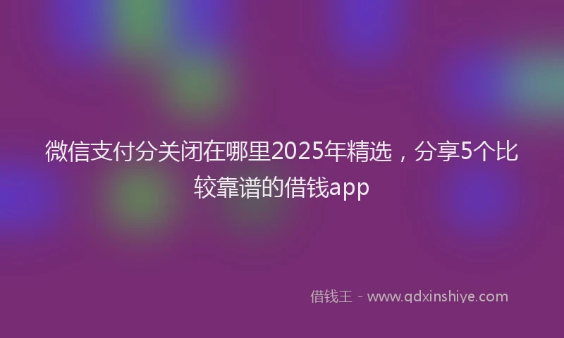 微信支付分关闭在哪里2025年精选，分享5个比较靠谱的借钱app