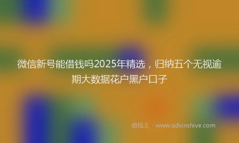 微信新号能借钱吗2025年精选，归纳五个无视逾期大数据花户黑户口子