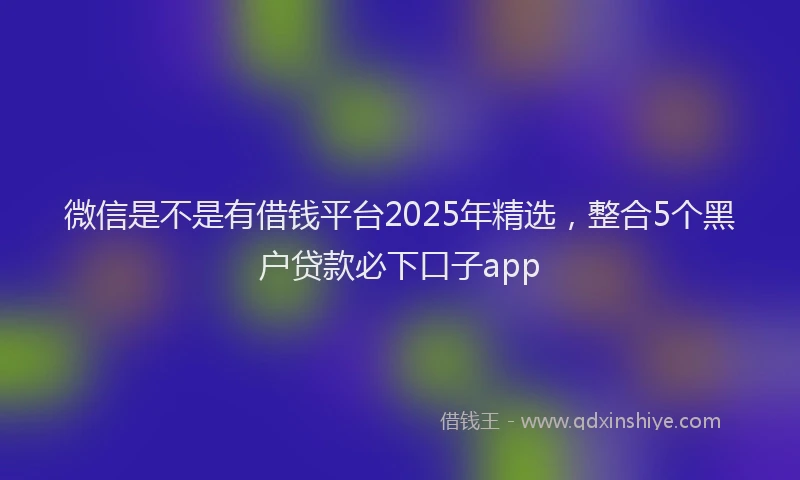 微信是不是有借钱平台2025年精选，整合5个黑户贷款必下口子app