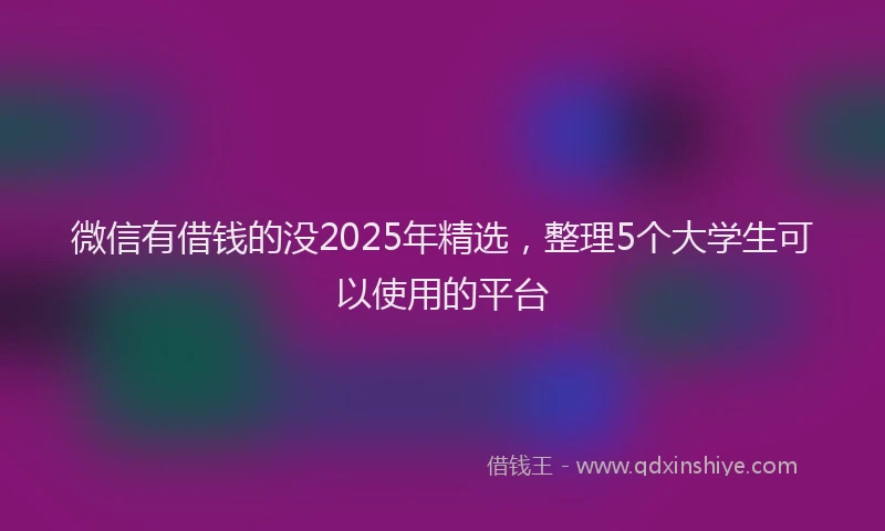 微信有借钱的没2025年精选，整理5个大学生可以使用的平台