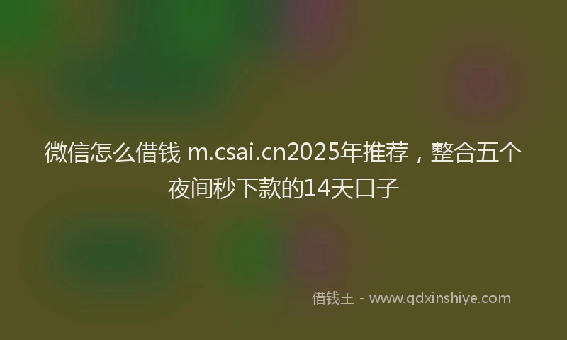 微信怎么借钱 m.csai.cn2025年推荐，整合五个夜间秒下款的14天口子