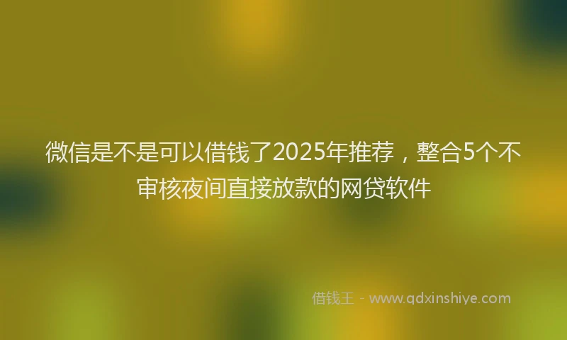 微信是不是可以借钱了2025年推荐，整合5个不审核夜间直接放款的网贷软件