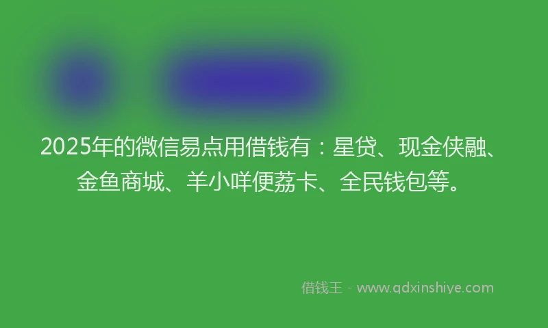 2025年的微信易点用借钱有：星贷、现金侠融、金鱼商城、羊小咩便荔卡、全民钱包等。