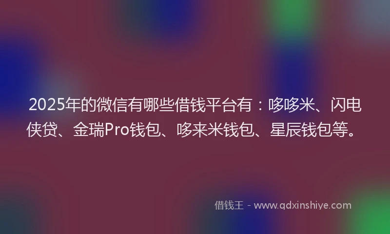 2025年的微信有哪些借钱平台有：哆哆米、闪电侠贷、金瑞Pro钱包、哆来米钱包、星辰钱包等。