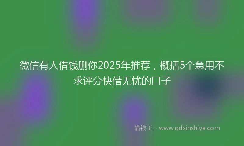 微信有人借钱删你2025年推荐，概括5个急用不求评分快借无忧的口子