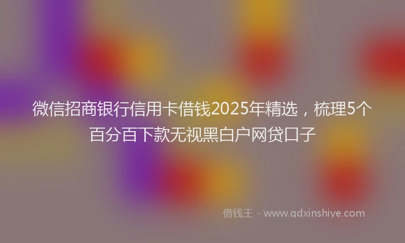微信招商银行信用卡借钱2025年精选，梳理5个百分百下款无视黑白户网贷口子