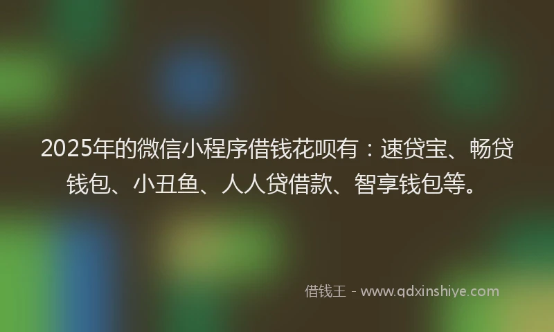 2025年的微信小程序借钱花呗有：速贷宝、畅贷钱包、小丑鱼、人人贷借款、智享钱包等。