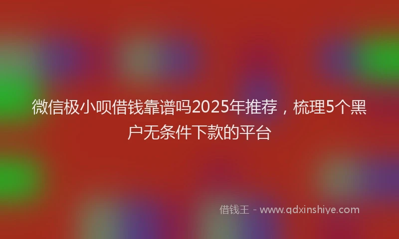 微信极小呗借钱靠谱吗2025年推荐，梳理5个黑户无条件下款的平台