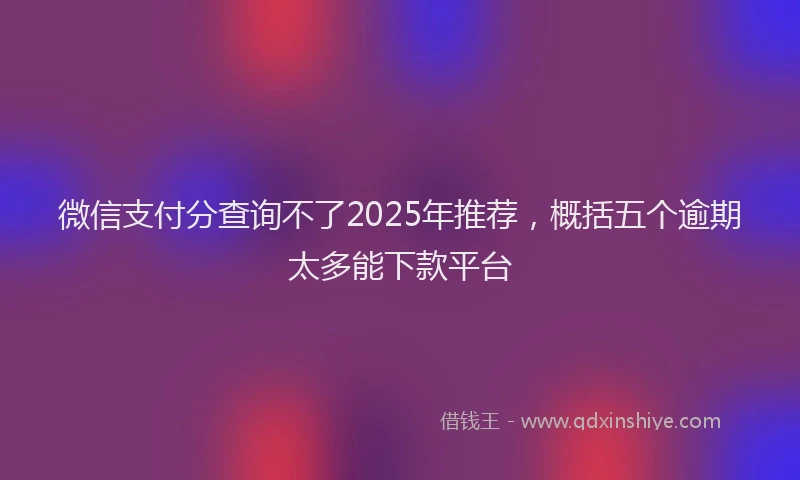 微信支付分查询不了2025年推荐，概括五个逾期太多能下款平台