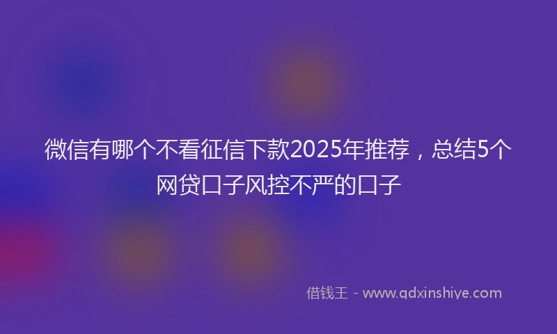 微信有哪个不看征信下款2025年推荐，总结5个网贷口子风控不严的口子