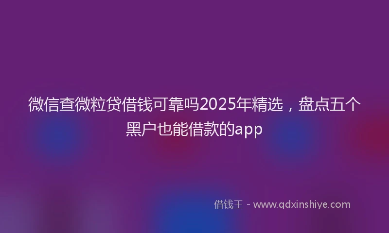 微信查微粒贷借钱可靠吗2025年精选，盘点五个黑户也能借款的app