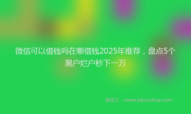 微信可以借钱吗在哪借钱2025年推荐，盘点5个黑户烂户秒下一万