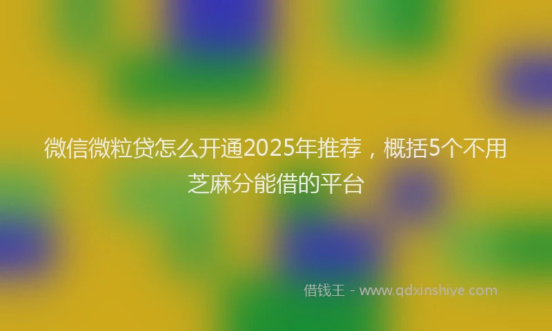 微信微粒贷怎么开通2025年推荐，概括5个不用芝麻分能借的平台