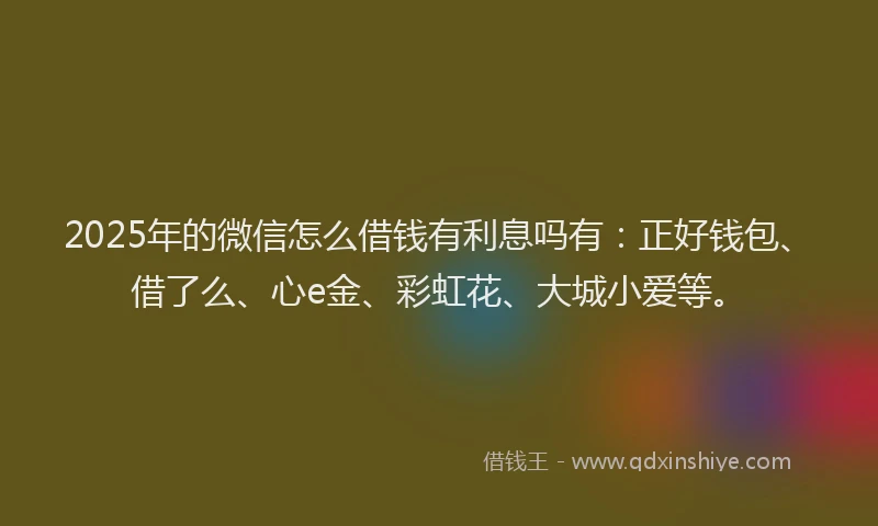 2025年的微信怎么借钱有利息吗有：正好钱包、借了么、心e金、彩虹花、大城小爱等。