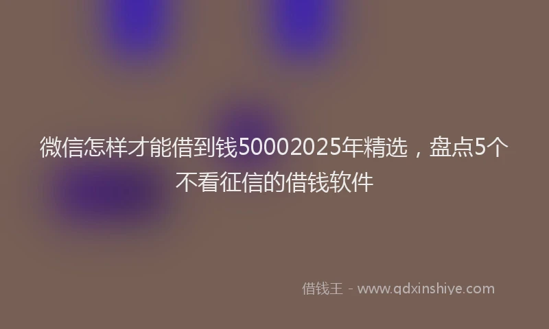 微信怎样才能借到钱50002025年精选，盘点5个不看征信的借钱软件