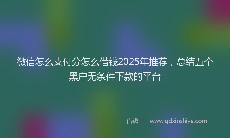 微信怎么支付分怎么借钱2025年推荐，总结五个黑户无条件下款的平台